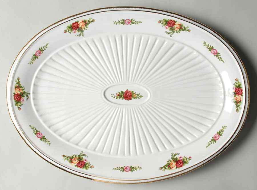 Old Country Roses 13" Fluted Oval Serving Platter by Royal Albert-1