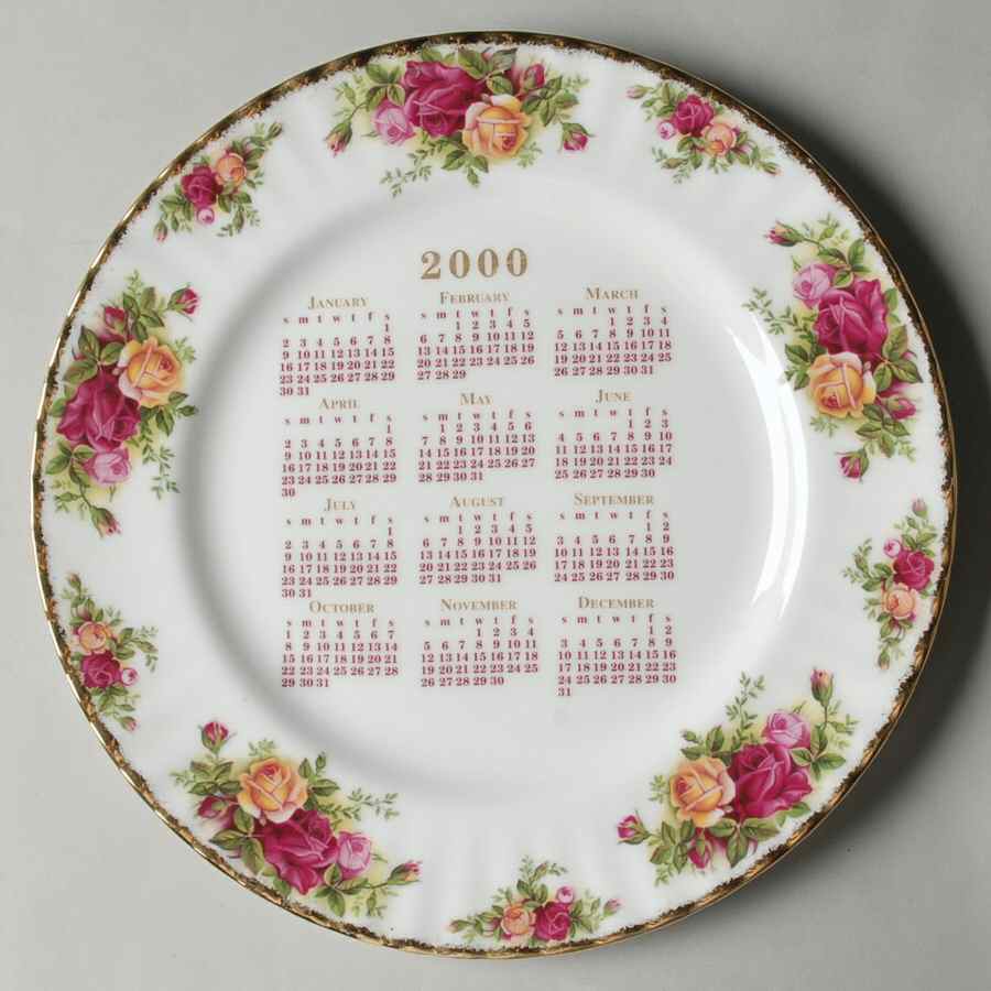 Old Country Roses "2000" Calendar Plate by Royal Albert-1