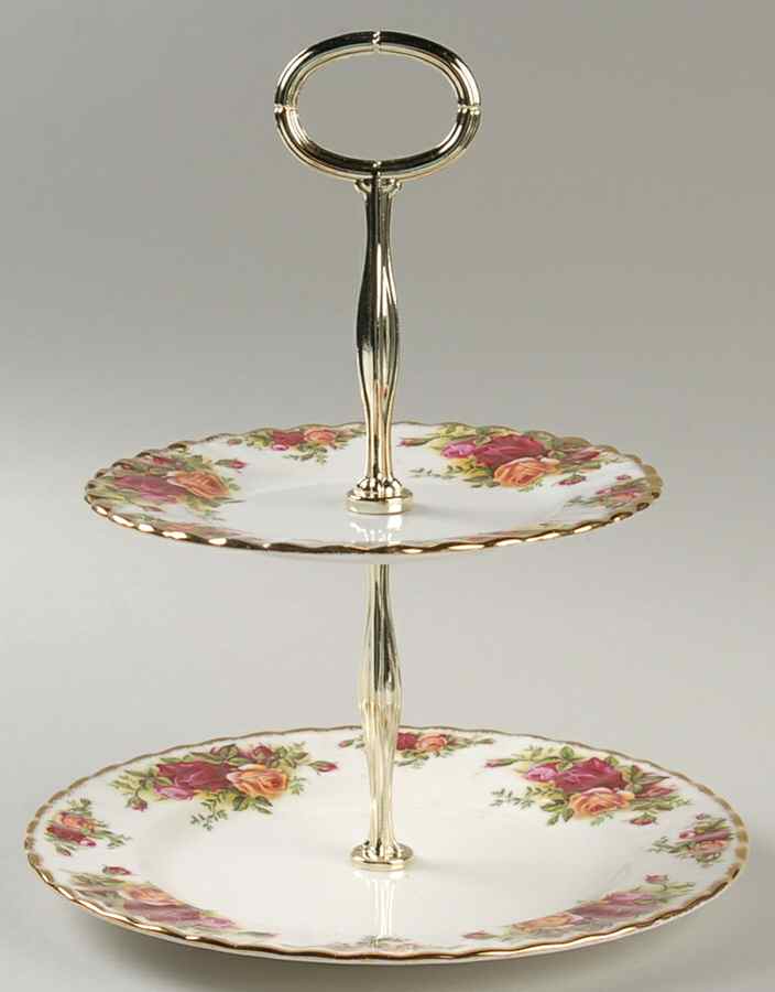 Old Country Roses 2-Tiered Serving Tray (Salad & Bread/Butter Plate) by Royal Albert-1