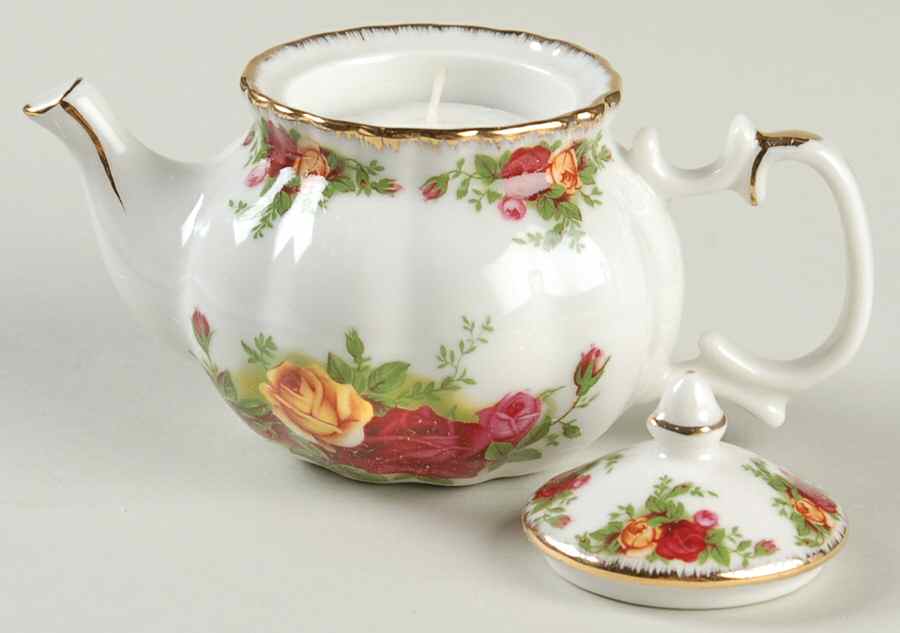 Old Country Roses Small Teapot Votive Candleholder by Royal Albert-1