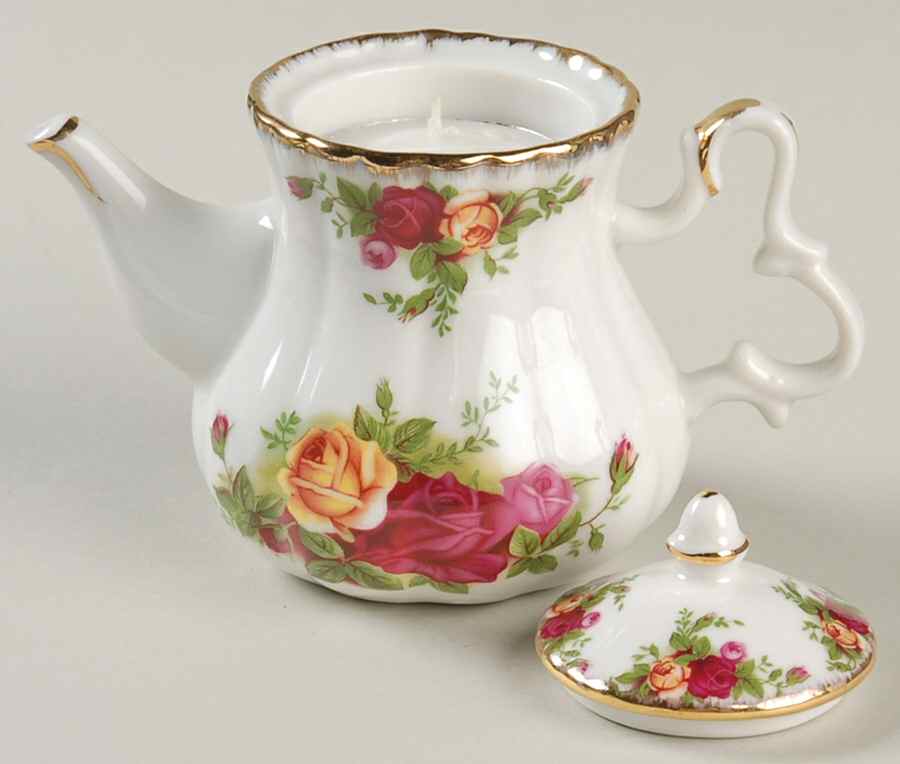 Old Country Roses Tall Teapot Votive Candleholder by Royal Albert-1