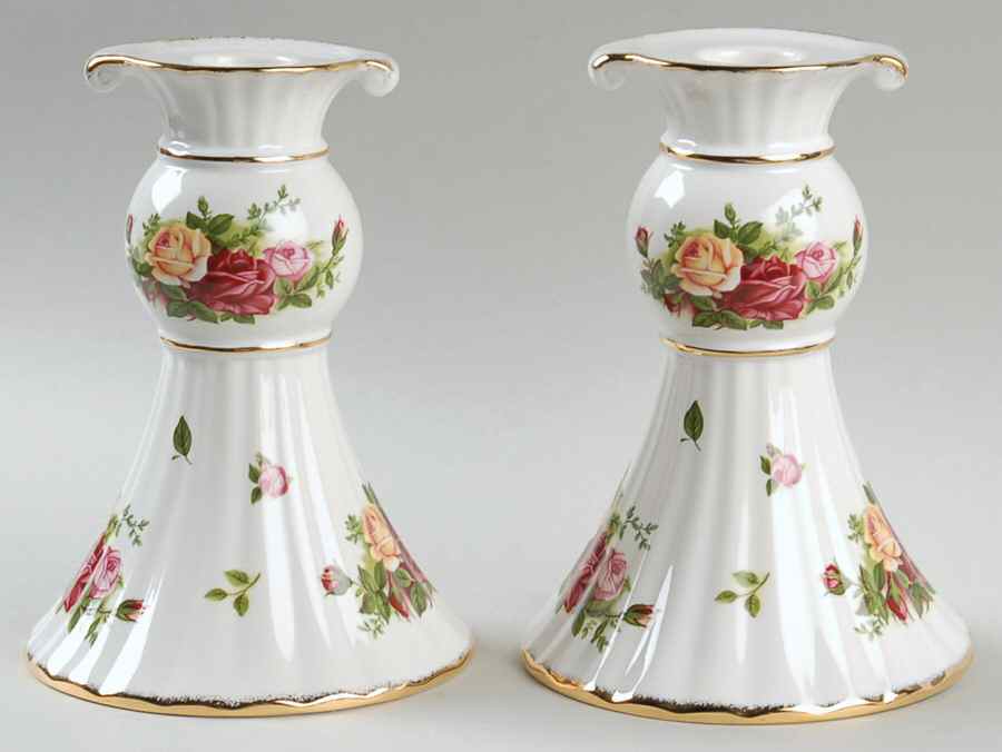 Old Country Roses Fluted Single Light Candlestick - Set of 2 by Royal Albert-1