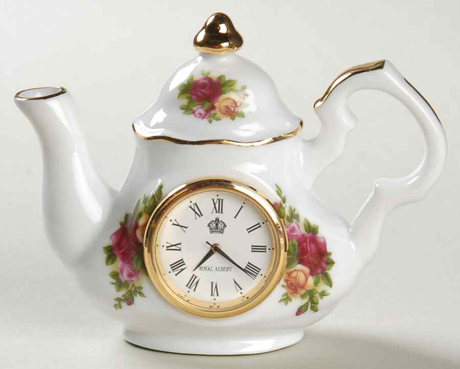 Old Country Roses Mini Teapot Clock by Royal Albert-1
