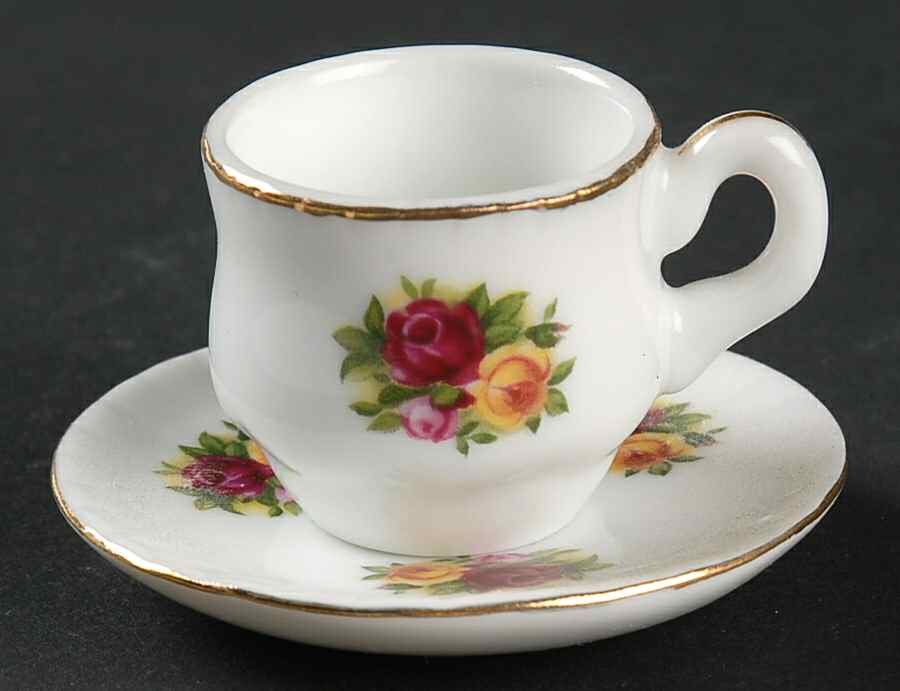 Old Country Roses Miniature Cup and Saucer Set by Royal Albert-1