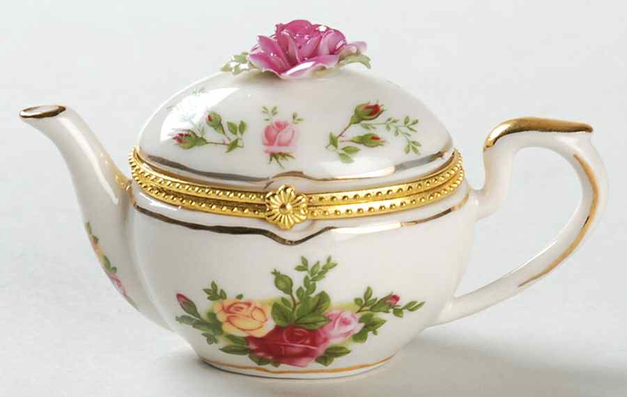 Old Country Roses Tea Pot Miniature Box with Hinged Lid by Royal Albert-1