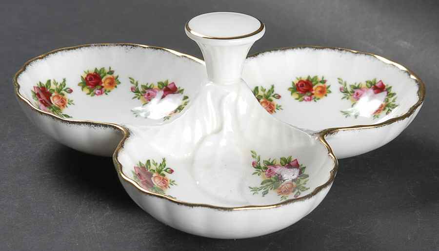 Old Country Roses Triple Cavity Server with Center Handle by Royal Albert-1