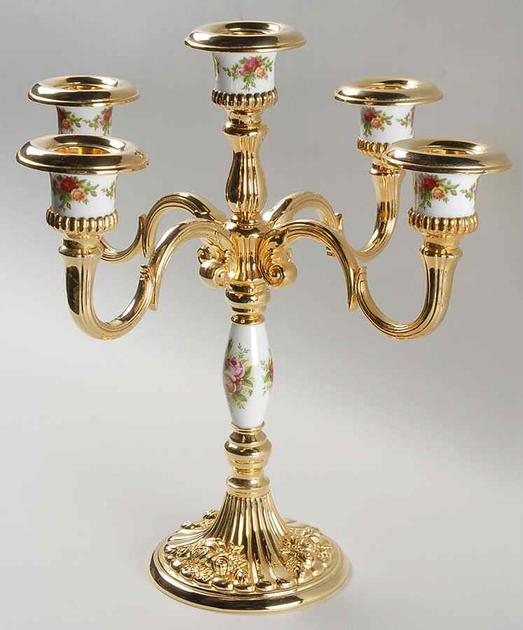Old Country Roses 5 Metal Light Ceramic Candelabra by Royal Albert-1