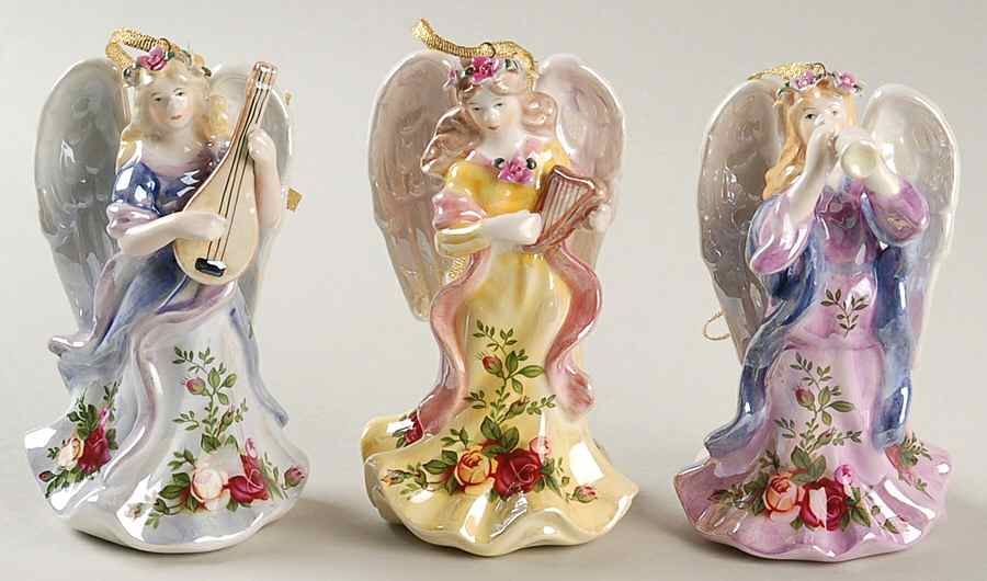 Old Country Roses (Set of 3) Musical Angel Ornament by Royal Albert-1