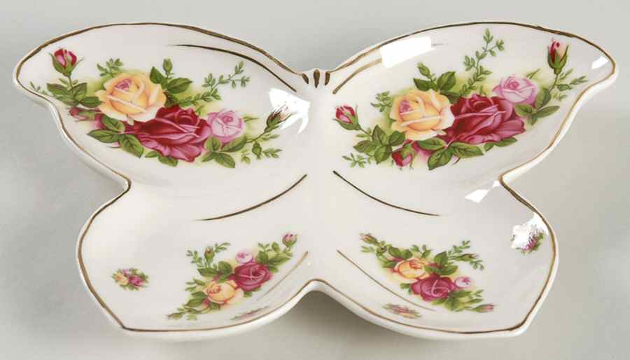 Old Country Roses Butterfly Shaped Dish by Royal Albert-1