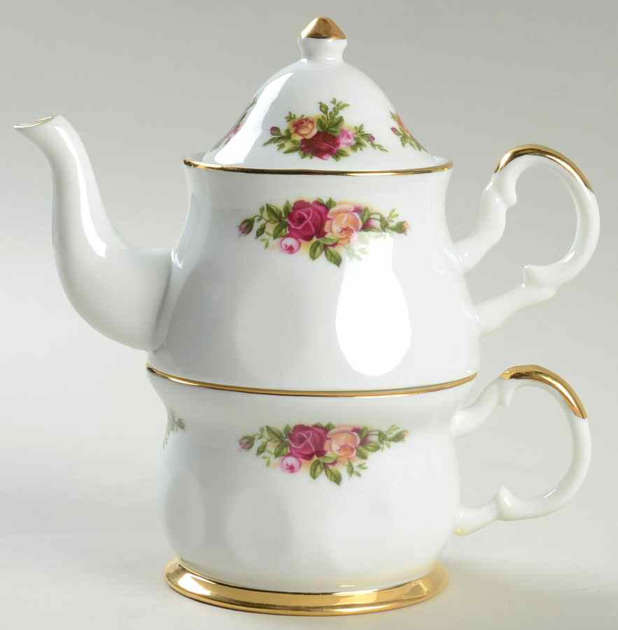 Old Country Roses Individual Teapot & Lid with Cup by Royal Albert-1