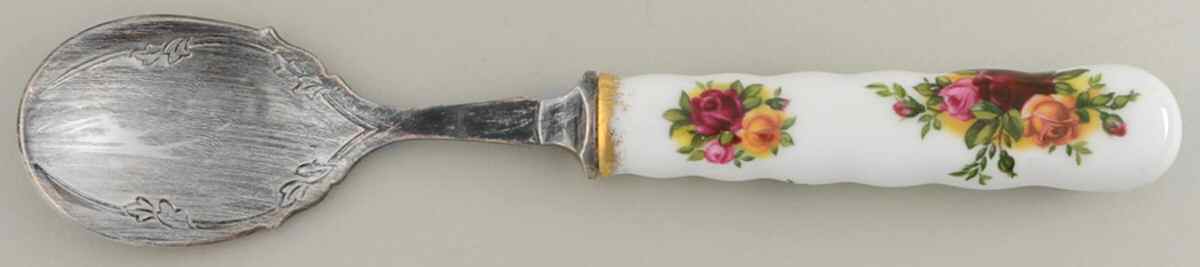 Old Country Roses Silverplate Bowl Jam Spoon by Royal Albert-1
