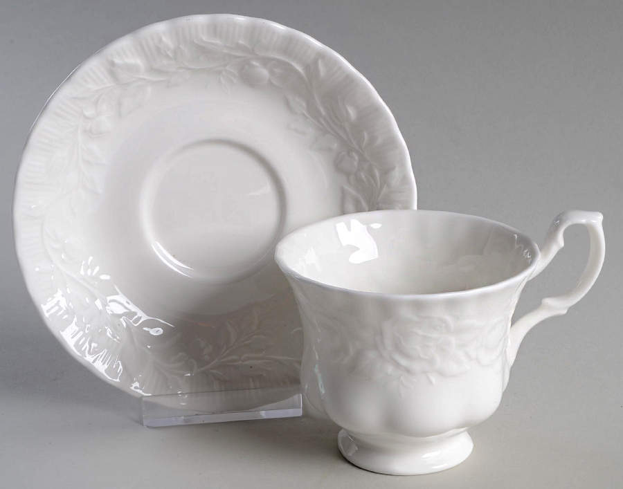 Old English Garden (No Trim) Footed Cup & Saucer Set by Royal Albert-1