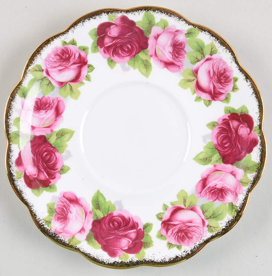 Old English Rose (Brushed Gold Trim) Underplate for Gravy Boat by Royal Albert-1