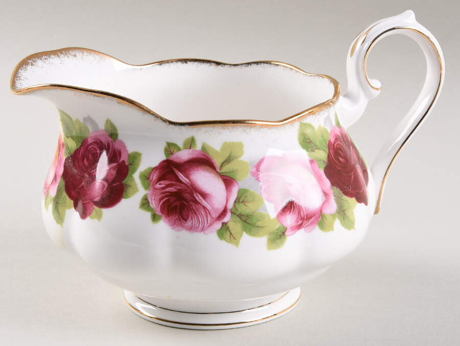 Old English Rose (Brushed Gold Trim) Gravy Boat by Royal Albert-1