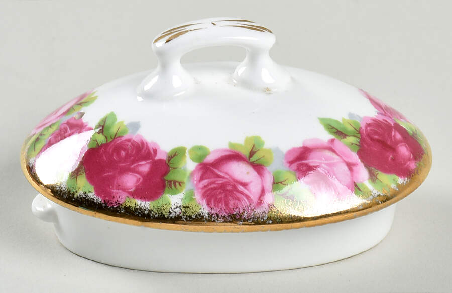 Old English Rose (Brushed Gold Trim) Lid for Teapot by Royal Albert-1