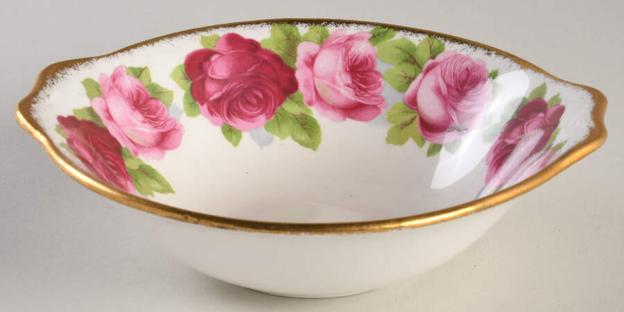 Old English Rose (Brushed Gold Trim) Lugged Cereal Bowl by Royal Albert-1