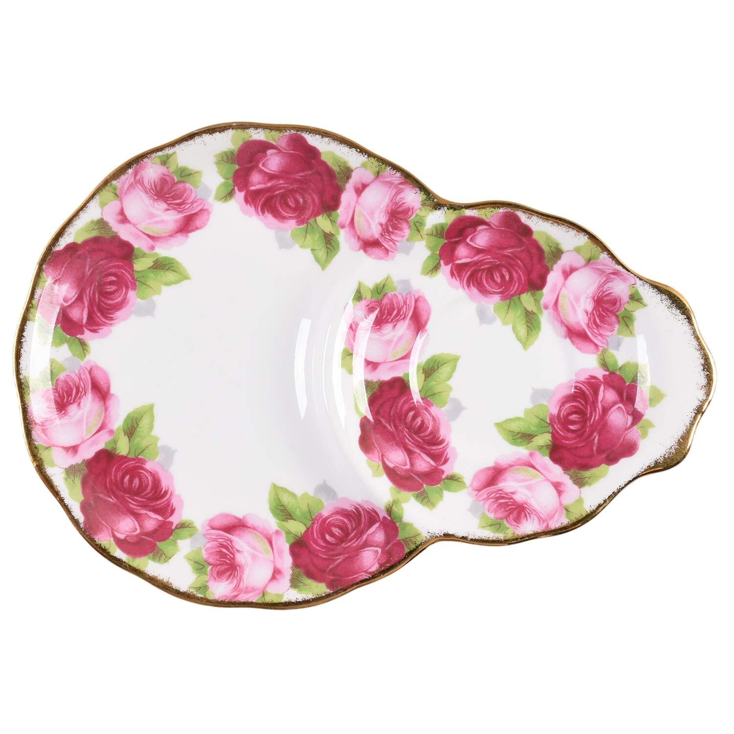 Old English Rose (Brushed Gold Trim) Snack Plate by Royal Albert-1