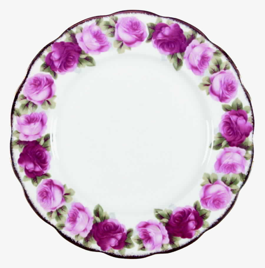 Old English Rose (Brushed Gold Trim) Luncheon Plate by Royal Albert-1
