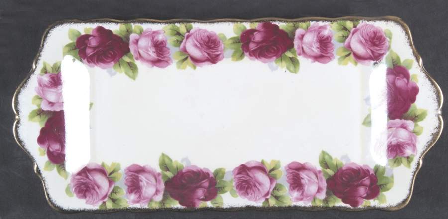 Old English Rose (Brushed Gold Trim) Tray for Creamer & Sugar with Lid by Royal Albert-1