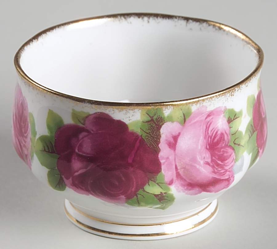 Old English Rose (Brushed Gold Trim) Mini Open Sugar Bowl by Royal Albert-1