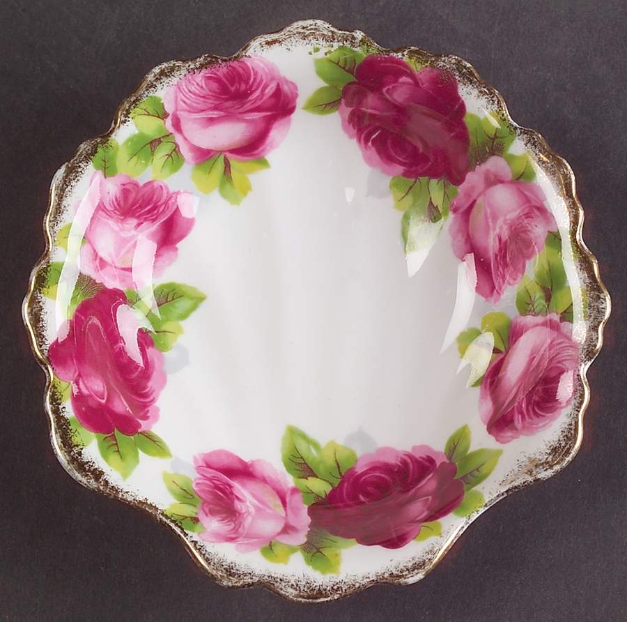 Old English Rose (Brushed Gold Trim) Shell Shaped Dish by Royal Albert-1