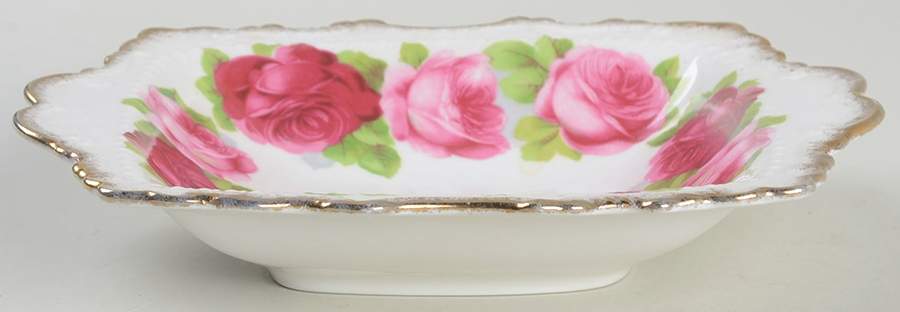 Old English Rose (Brushed Gold Trim) Small Square Sweet Meat Dish by Royal Albert-1