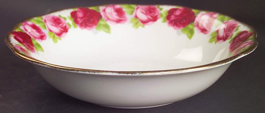 Old English Rose (Brushed Gold Trim) 9" Round Vegetable Bowl by Royal Albert-1