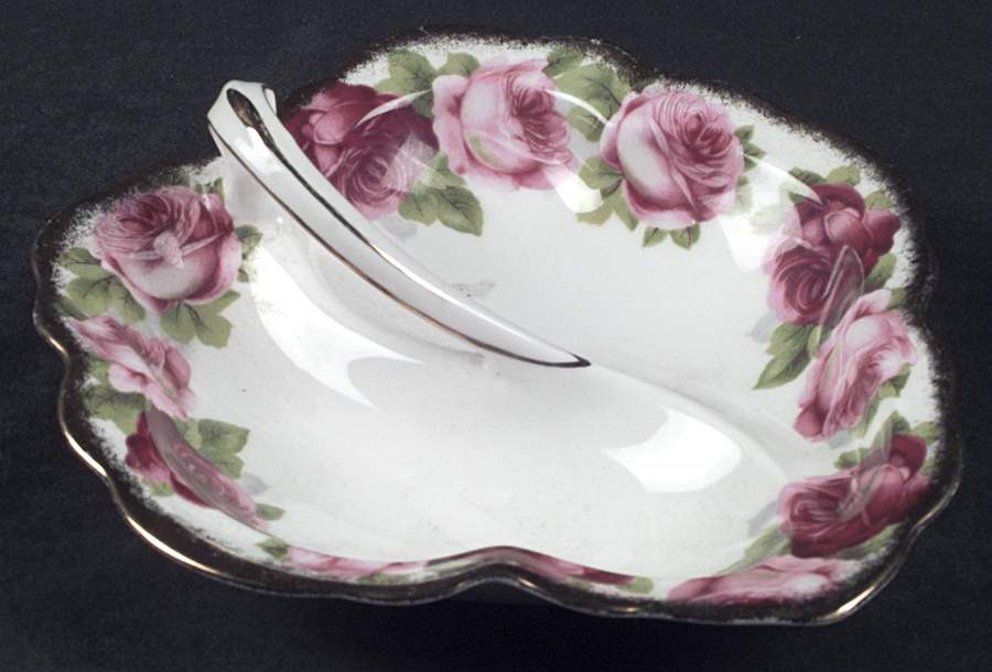 Old English Rose (Brushed Gold Trim) 2-Part Relish by Royal Albert-1