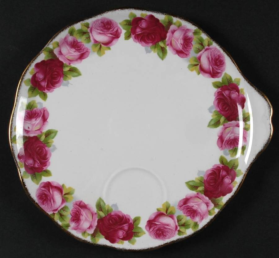 Old English Rose (Brushed Gold Trim) Snack Plate by Royal Albert-1