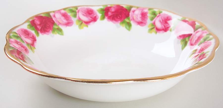 Old English Rose (Brushed Gold Trim) 9" Oval Vegetable Bowl by Royal Albert-1