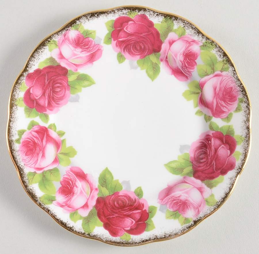 Old English Rose (Brushed Gold Trim) Bread & Butter Plate by Royal Albert-1