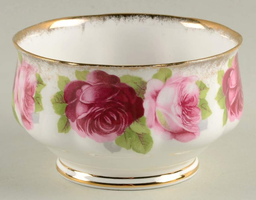 Old English Rose (Brushed Gold Trim) Open Sugar Bowl by Royal Albert-1