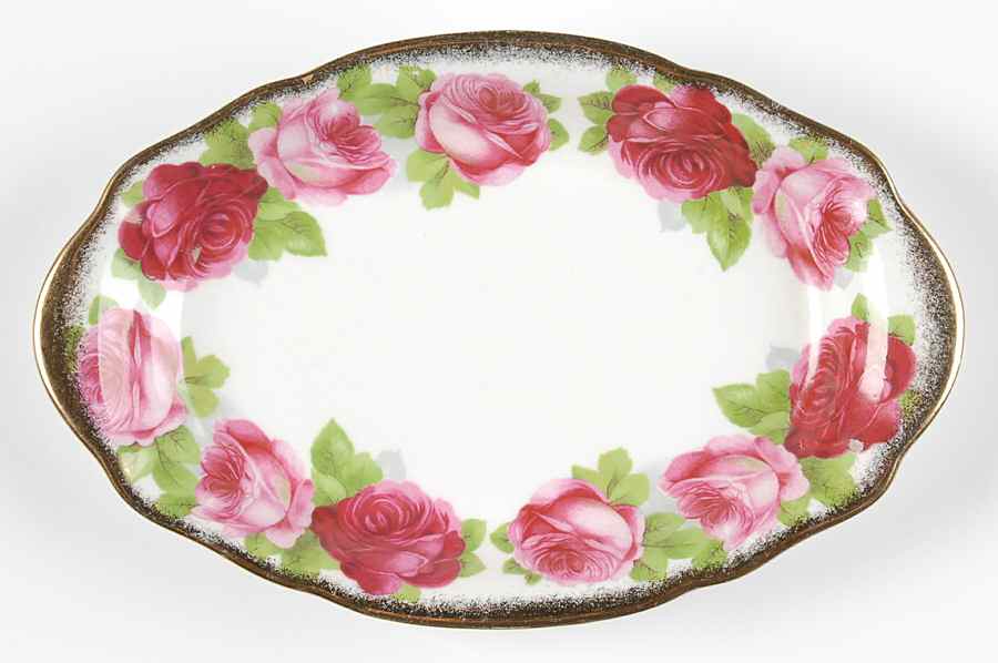 Old English Rose (Brushed Gold Trim) Tray for Mini Creamer & Open Sugar by Royal Albert-1