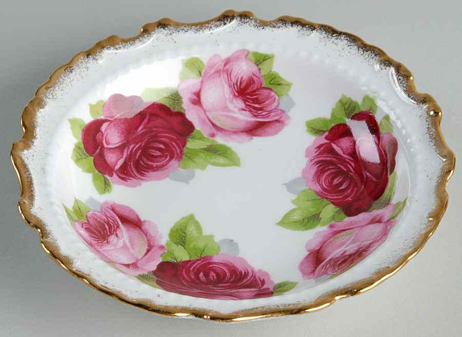 Old English Rose (Brushed Gold Trim) Round Sweet Meat Dish by Royal Albert-1