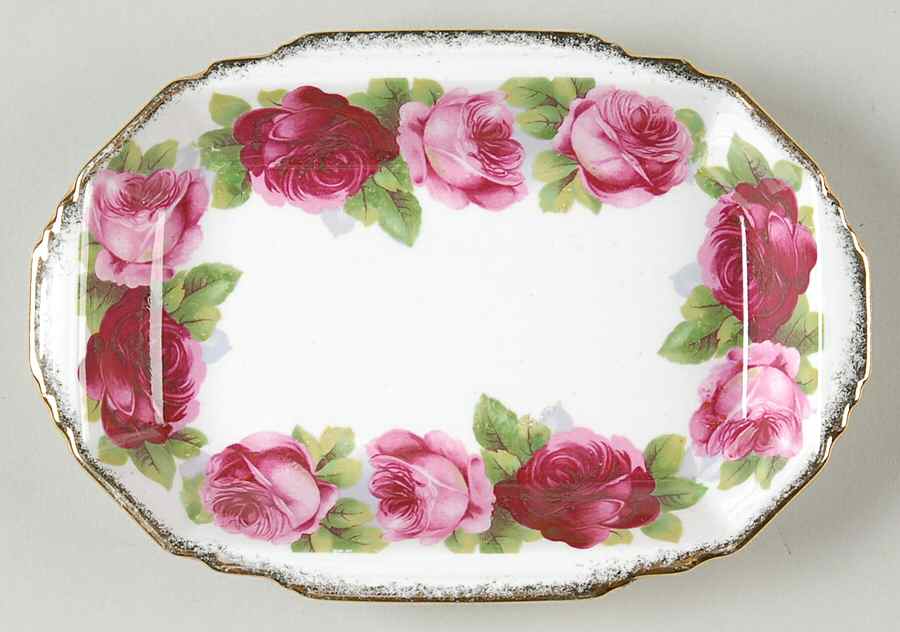 Old English Rose (Brushed Gold Trim) Rectangular Sweet Meat Dish by Royal Albert-1