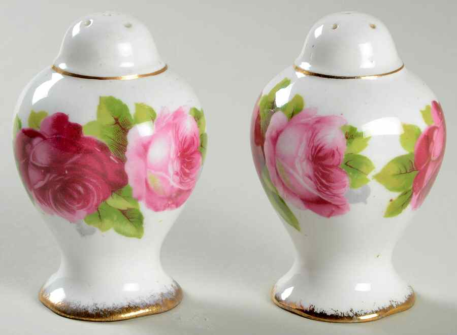 Old English Rose (Brushed Gold Trim) Salt & Pepper Set by Royal Albert-1