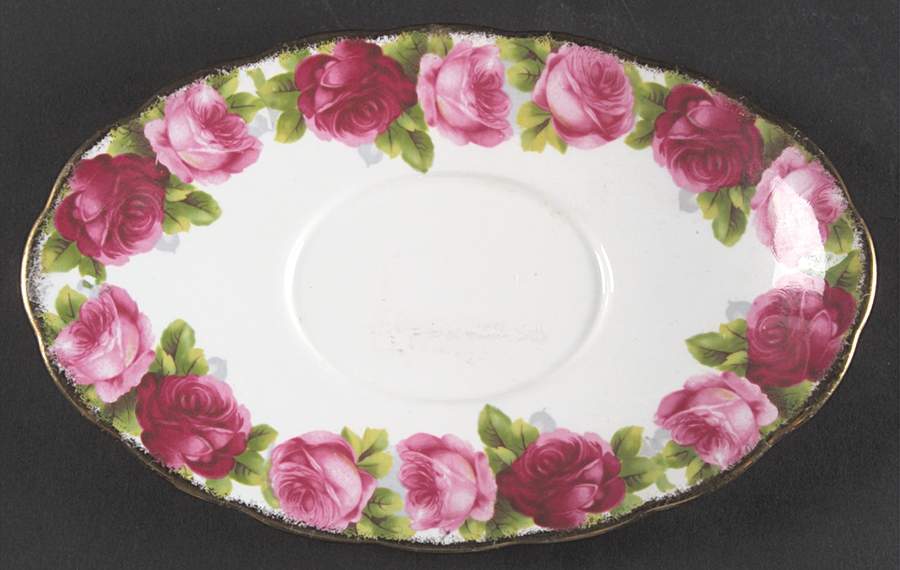 Old English Rose (Brushed Gold Trim) Underplate for Gravy Boat by Royal Albert-1