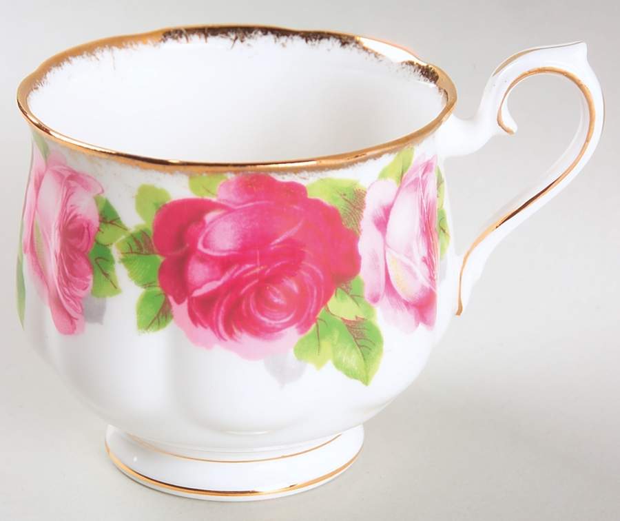 Old English Rose (Brushed Gold Trim) Cup for Dessert Plate & Cup Set by Royal Albert-1