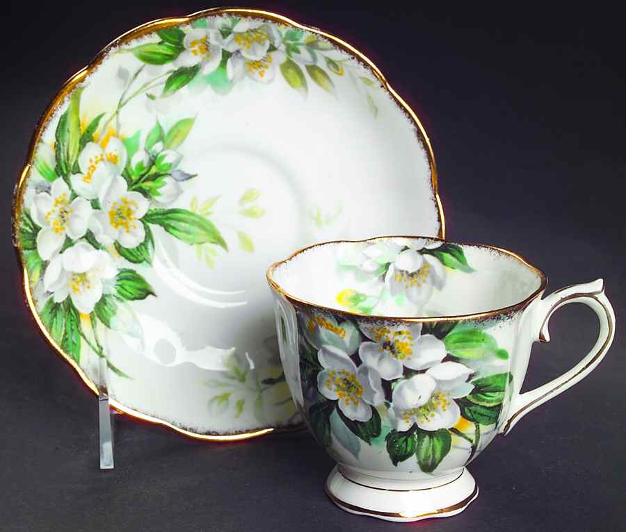 Orange Blossom (Gold Trim) Footed Cup & Saucer Set by Royal Albert-1
