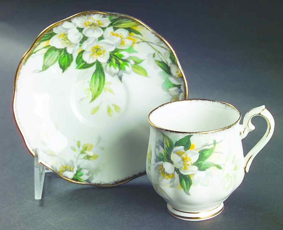 Orange Blossom (Gold Trim) Footed Demitasse Cup & Saucer Set by Royal Albert-1
