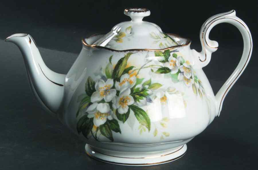Orange Blossom (Gold Trim) Teapot & Lid by Royal Albert-1