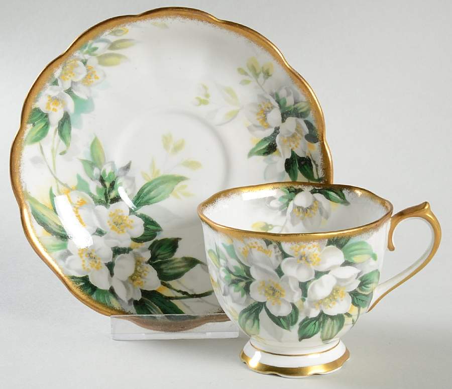 Orange Blossom (Gold Trim) Footed Cup & Saucer Set by Royal Albert-1