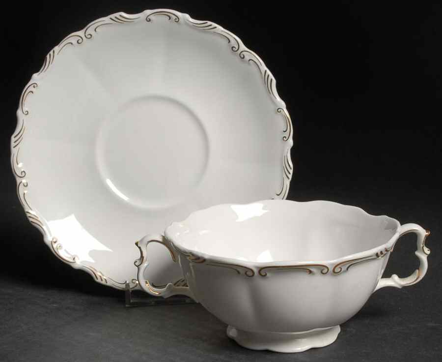 Orleans Footed Cream Soup Bowl & Saucer Set by Royal Albert-1