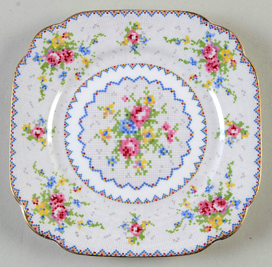 Petit Point Square Dessert Plate by Royal Albert-1