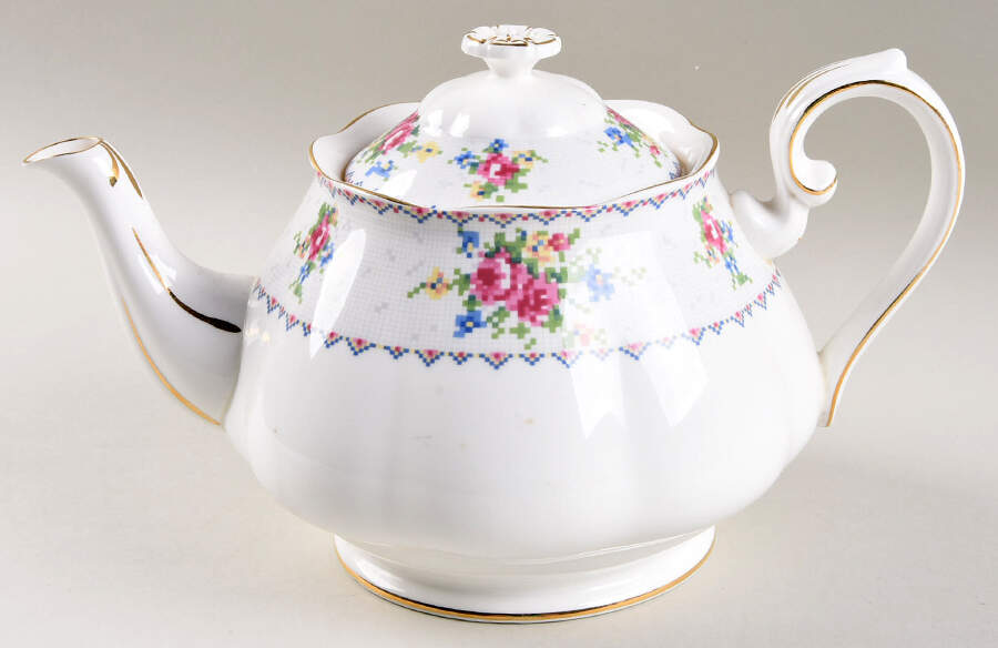 Petit Point Teapot & Lid by Royal Albert-1