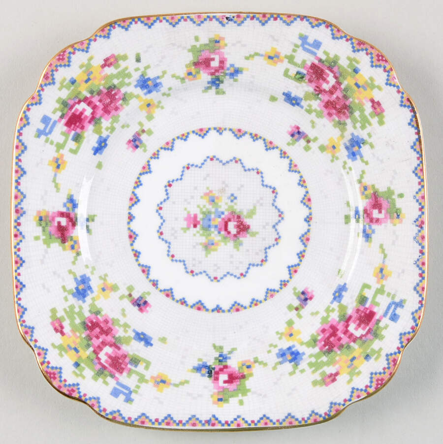 Petit Point Square Bread & Butter Plate by Royal Albert-1