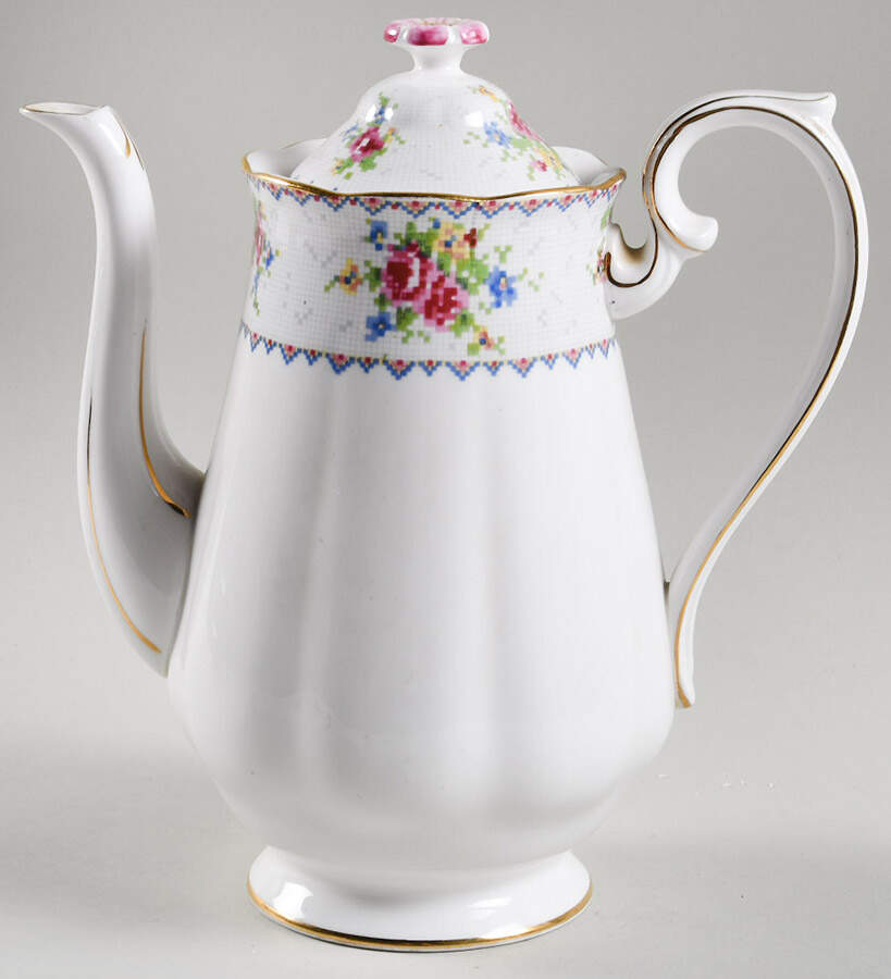Petit Point Coffee Pot & Lid by Royal Albert-1