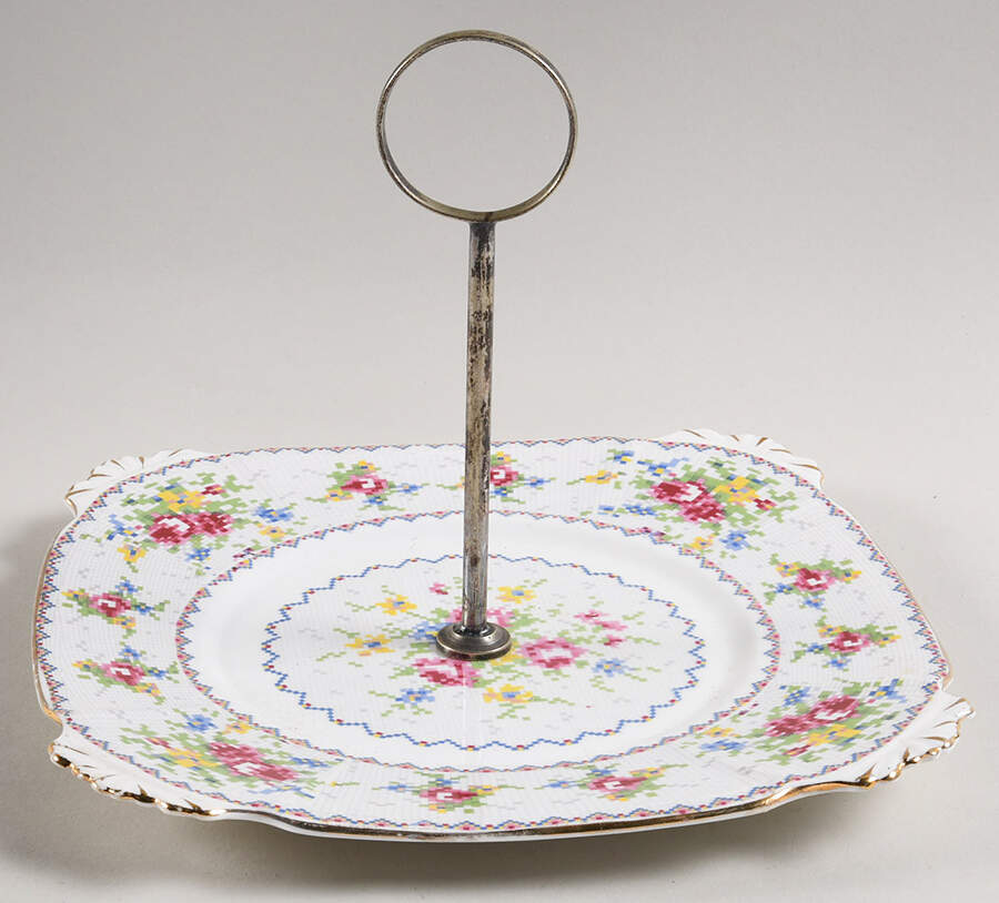 Petit Point Square Serving Plate W/Handle (LPS) by Royal Albert-1