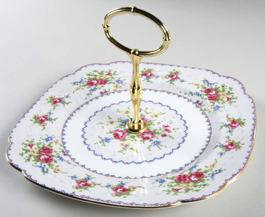 Petit Point Round Serving Plate with Center Handle (Dp) Hc by Royal Albert-1