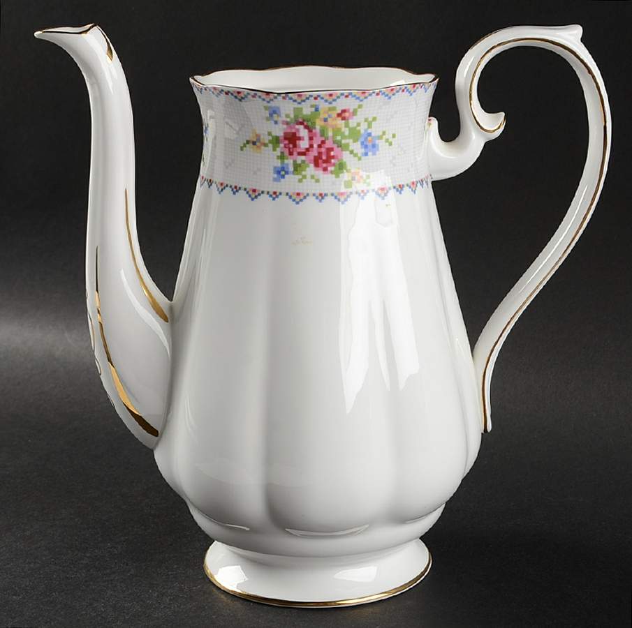Petit Point Coffee Pot No Lid by Royal Albert-1